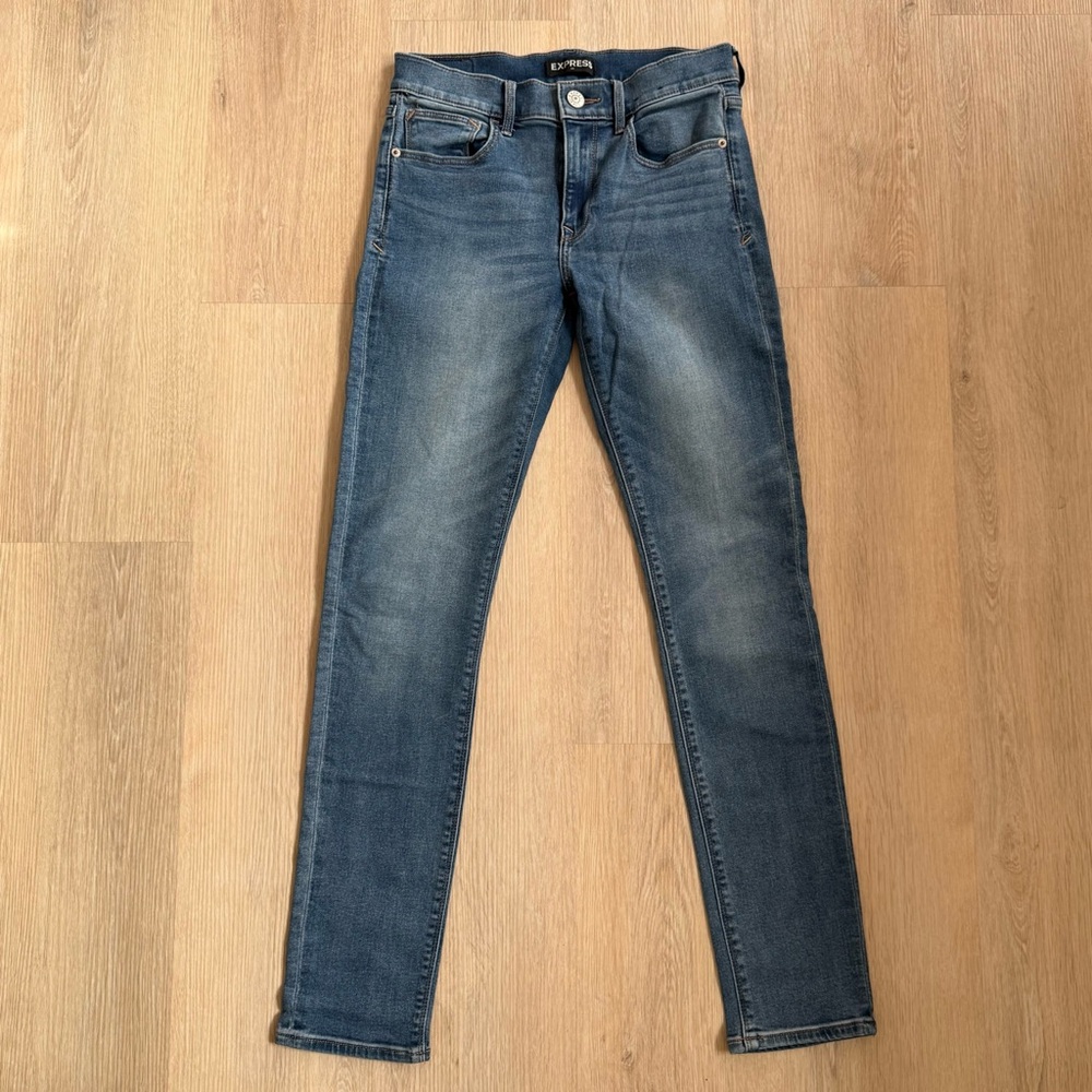 Express Ultimate Stretch Super Skinny Midrise Blue Denim Jeans
